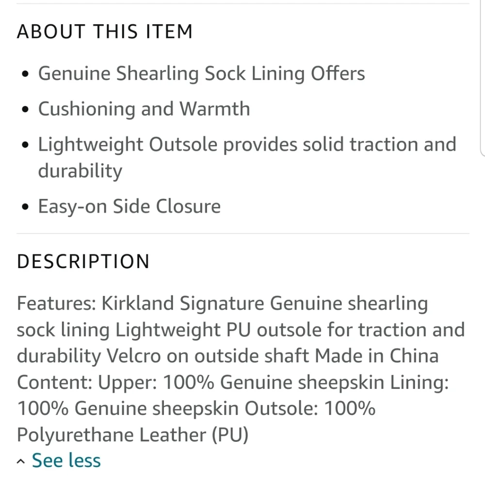 Kirkland Signature Kids Genuine sheepskin Shearling Boots  Nwt